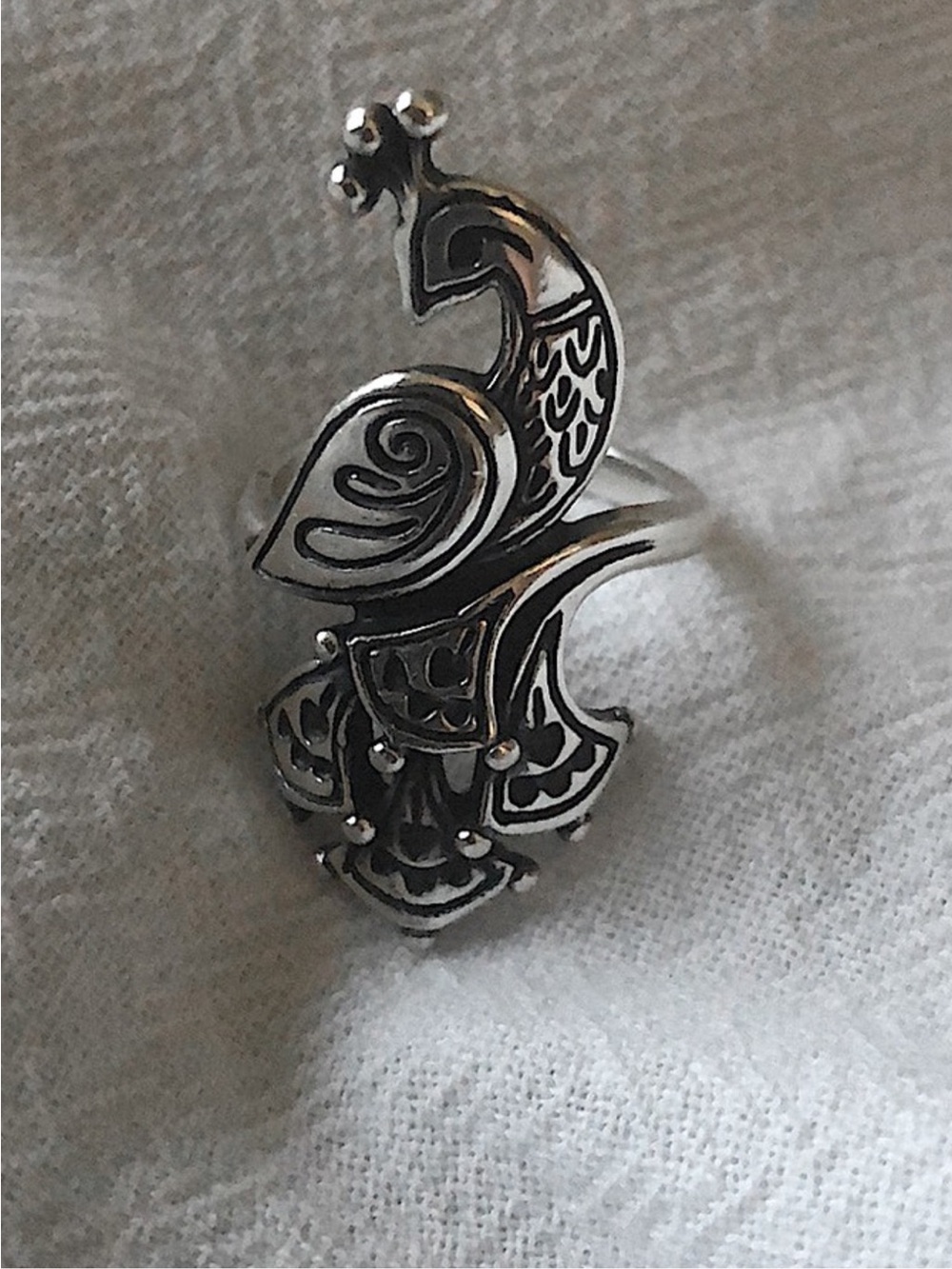 James Avery Retired Sterling Silver Peacock Motif Ring